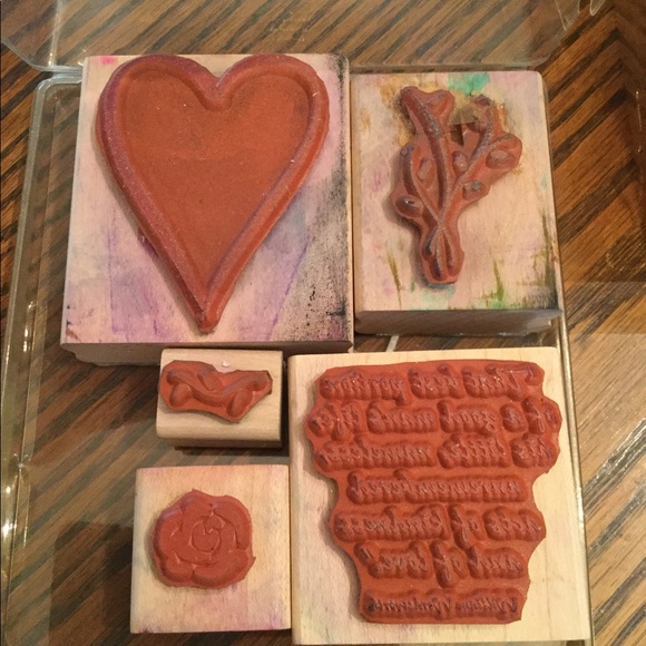 Bold Heart and Flowers rubber stamp set - Picture 4 of 4